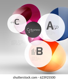 Circle geometric abstract background, colorful business or technology design for web on white with sample text