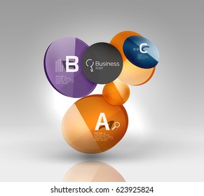Circle geometric abstract background, colorful business or technology design for web on white with sample text