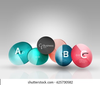 Circle geometric abstract background, colorful business or technology design for web on white with sample text