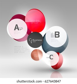 Circle geometric abstract background, colorful business or technology design for web on white with sample text