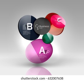 Circle geometric abstract background, colorful business or technology design for web on white with sample text
