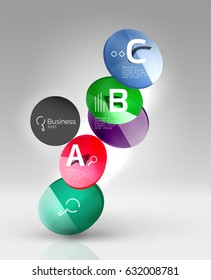 Circle geometric abstract background, colorful business or technology design for web on white with sample text