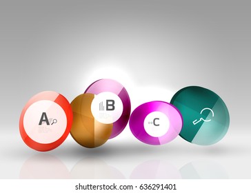 Circle geometric abstract background, colorful business or technology design for web on white with sample text