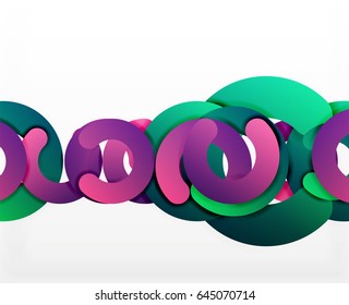 Circle geometrische abstrakte Hintergrund, bunter Business oder Technologie Design für Web. Rundformen aus Papier - Ringe, geometrische 3D-Struktur, Banner