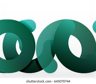 Circle geometric abstract background, colorful business or technology design for web. Paper round shapes - rings, geometric 3d style texture, banner