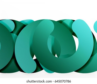 Circle geometric abstract background, colorful business or technology design for web. Paper round shapes - rings, geometric 3d style texture, banner