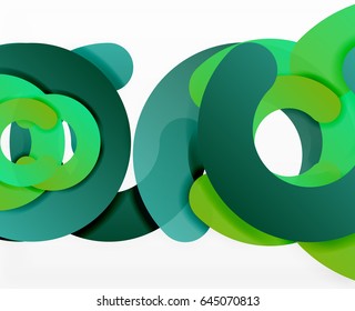 Circle geometric abstract background, colorful business or technology design for web. Paper round shapes - rings, geometric 3d style texture, banner