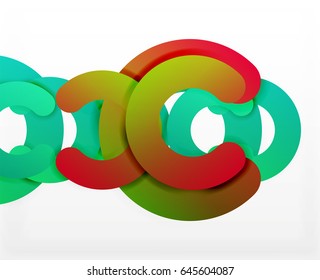 Circle geometric abstract background, colorful business or technology design for web. Paper round shapes - rings, geometric 3d style texture, banner