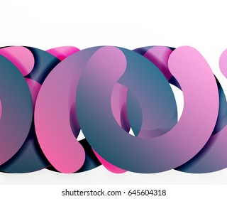 Circle geometric abstract background, colorful business or technology design for web. Paper round shapes - rings, geometric 3d style texture, banner