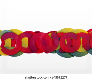 Circle geometric abstract background, colorful business or technology design for web. Paper round shapes - rings, geometric 3d style texture, banner
