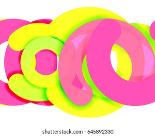 Circle geometric abstract background, colorful business or technology design for web. Paper round shapes - rings, geometric 3d style texture, banner