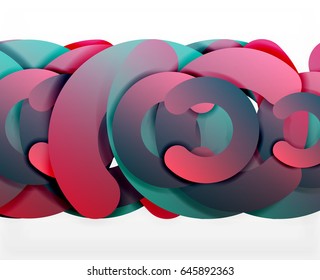 Antecedentes abstractos geométricos en círculo, negocios coloridos o diseño tecnológico para la web. Formas redondeadas de papel - anillos, textura geométrica de estilo 3d, pancarta