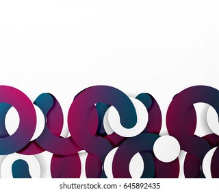 Antecedentes abstractos geométricos en círculo, negocios coloridos o diseño tecnológico para la web. Formas redondeadas de papel - anillos, textura geométrica de estilo 3d, pancarta