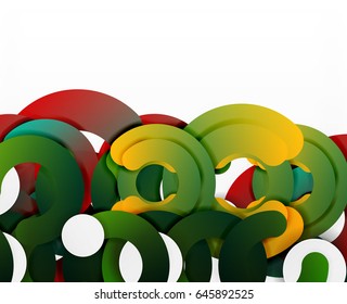 Circle geometric abstract background, colorful business or technology design for web. Paper round shapes - rings, geometric 3d style texture, banner