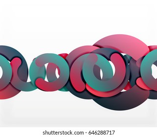 Antecedentes abstractos geométricos en círculo, negocios coloridos o diseño tecnológico para la web. Formas redondeadas de papel - anillos, textura geométrica de estilo 3d, pancarta