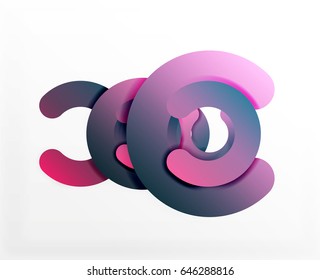 Circle geometric abstract background, colorful business or technology design for web. Paper round shapes - rings, geometric 3d style texture, banner