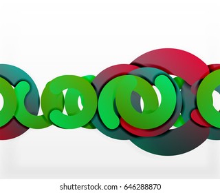 Circle geometric abstract background, colorful business or technology design for web. Paper round shapes - rings, geometric 3d style texture, banner