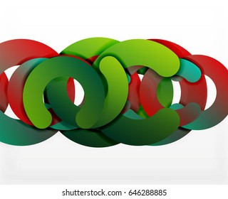 Circle geometric abstract background, colorful business or technology design for web. Paper round shapes - rings, geometric 3d style texture, banner
