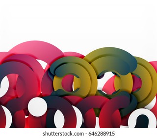 Circle geometric abstract background, colorful business or technology design for web. Paper round shapes - rings, geometric 3d style texture, banner