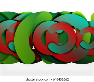 Antecedentes abstractos geométricos en círculo, negocios coloridos o diseño tecnológico para la web. Formas redondeadas de papel - anillos, textura geométrica de estilo 3d, pancarta