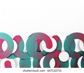 Circle geometric abstract background, colorful business or technology design for web. Paper round shapes - rings, geometric 3d style texture, banner