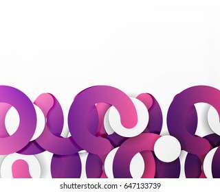 Circle geometric abstract background, colorful business or technology design for web. Paper round shapes - rings, geometric 3d style texture, banner