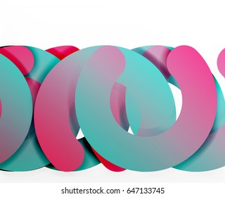 Círculo geométrico abstrato fundo, colorido negócio ou design de tecnologia para web. Formas redondas de papel - anéis, textura geométrica 3d estilo, banner