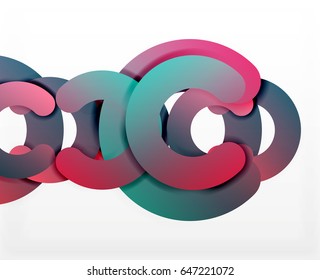 Circle geometric abstract background, colorful business or technology design for web. Paper round shapes - rings, geometric 3d style texture, banner