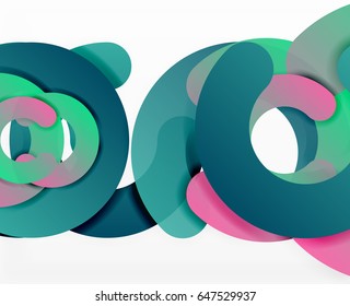 Antecedentes abstractos geométricos en círculo, negocios coloridos o diseño tecnológico para la web. Formas redondeadas de papel - anillos, textura geométrica de estilo 3d, pancarta