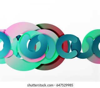 Circle geometric abstract background, colorful business or technology design for web. Paper round shapes - rings, geometric 3d style texture, banner