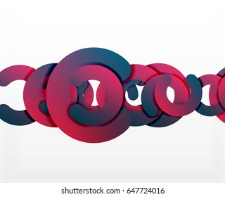 Circle geometric abstract background, colorful business or technology design for web. Paper round shapes - rings, geometric 3d style texture, banner