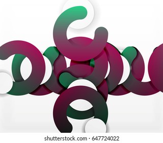 Circle geometric abstract background, colorful business or technology design for web. Paper round shapes - rings, geometric 3d style texture, banner