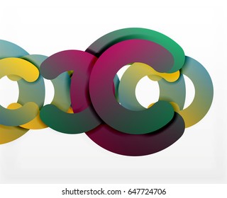 Círculo geométrico abstrato fundo, colorido negócio ou design de tecnologia para web. Formas redondas de papel - anéis, textura geométrica 3d estilo, banner