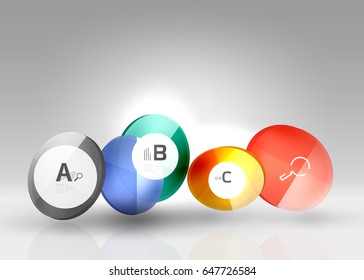 Circle geometric abstract background, colorful business or technology design for web on white with sample text