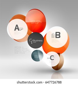 Circle geometric abstract background, colorful business or technology design for web on white with sample text