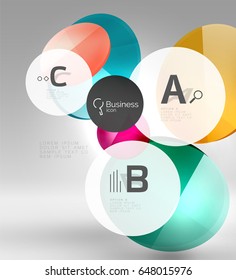Circle geometric abstract background, colorful business or technology design for web on white with sample text