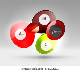 Circle geometric abstract background, colorful business or technology design for web on white with sample text