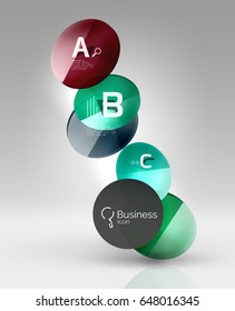 Circle geometric abstract background, colorful business or technology design for web on white with sample text