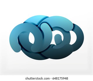 Circle geometric abstract background, colorful business or technology design for web. Paper round shapes - rings, geometric 3d style texture, banner