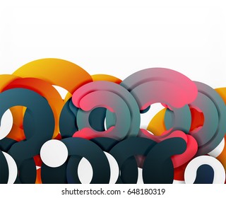 Circle geometric abstract background, colorful business or technology design for web. Paper round shapes - rings, geometric 3d style texture, banner