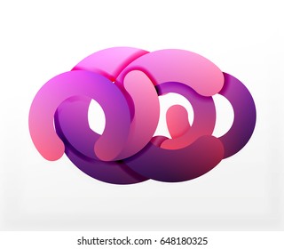 Circle geometric abstract background, colorful business or technology design for web. Paper round shapes - rings, geometric 3d style texture, banner