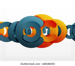 Circle geometric abstract background, colorful business or technology design for web. Paper round shapes - rings, geometric 3d style texture, banner