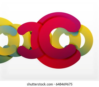 Circle geometric abstract background, colorful business or technology design for web. Paper round shapes - rings, geometric 3d style texture, banner