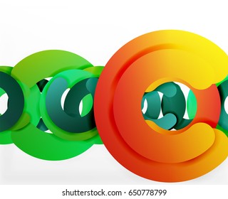 Antecedentes abstractos geométricos en círculo, negocios coloridos o diseño tecnológico para la web. Formas redondeadas de papel - anillos, textura geométrica de estilo 3d, pancarta