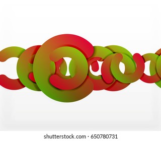 Circle geometric abstract background, colorful business or technology design for web. Paper round shapes - rings, geometric 3d style texture, banner