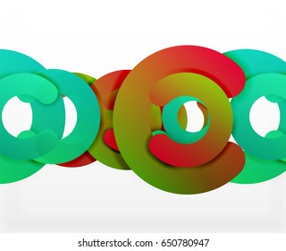 Antecedentes abstractos geométricos en círculo, negocios coloridos o diseño tecnológico para la web. Formas redondeadas de papel - anillos, textura geométrica de estilo 3d, pancarta