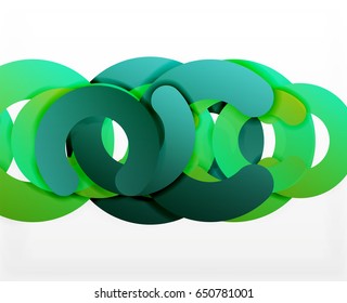 Circle geometric abstract background, colorful business or technology design for web. Paper round shapes - rings, geometric 3d style texture, banner