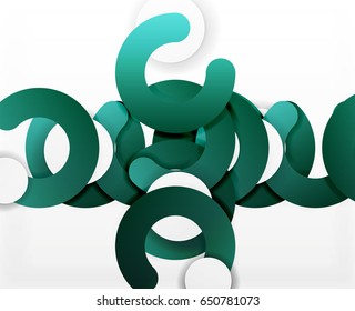 Circle geometric abstract background, colorful business or technology design for web. Paper round shapes - rings, geometric 3d style texture, banner