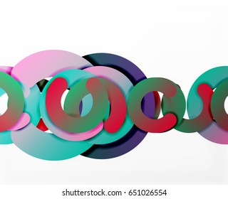 Circle geometric abstract background, colorful business or technology design for web. Paper round shapes - rings, geometric 3d style texture, banner