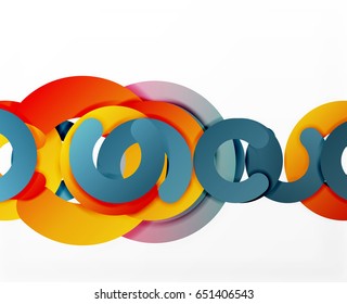 Antecedentes abstractos geométricos en círculo, negocios coloridos o diseño tecnológico para la web. Formas redondeadas de papel - anillos, textura geométrica de estilo 3d, pancarta